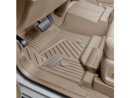 Chevrolet Suburban 11th gen Interlocking Premium All-Weather Floor Liner for first row in Dune with Bowtie logo (for models without center console)