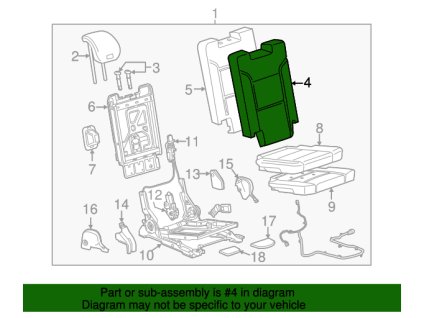 Cadillac Escalade Kryt opěradla zadního sedadla spolujezdce Dune 23496138, 84224395