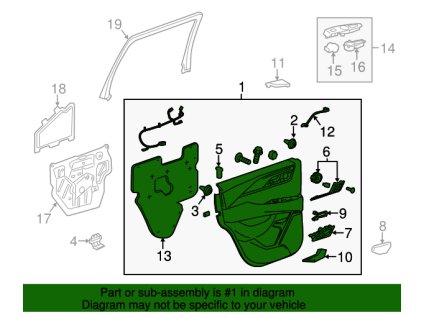 Cadillac Escalade Kakaové obložení zadních dveří na straně řidiče 23493552
