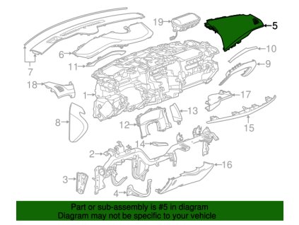 Cadillac Escalade – Obere Instrumententafelverkleidung für die Beifahrerseite in Tiefschwarz, 23286187, 23297390