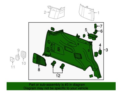 Cadillac Escalade Černý spodní zadní obklad na straně řidiče 23376994, 23407855, 23488176