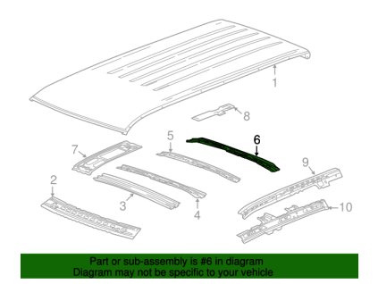 Cadillac Escalade Číslo 4 Oblouk střešního panelu