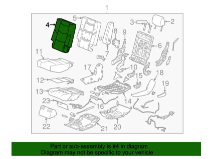 Cadillac Escalade Vecchio Base Sauvage Zadní kryt opěradla sedadla řidiče 23496180, 84224412