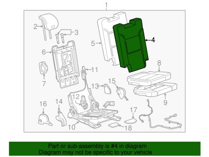 Cadillac Escalade Vecchio Base Sauvage Potah opěradla sedadla 3. řady na straně spolujezdce 23495044, 84217609