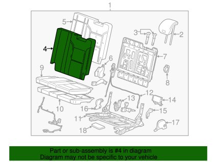 Cadillac Escalade Břidlicový kryt opěradla sedadla řidiče ve třetí řadě 23477557, 23495071