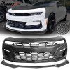 Chevrolet Camaro SS Style 2019-2024 Labio de parachoques delantero CFL ABS, protector negro
