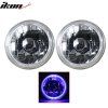 Universal 2PCS 5" Faros principales cromados con luz azul
