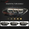 Ford Mustang 2018-2023 Fog Lights 2024 Style with Sequential Turn Signals Black Housing Clear