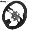 Ford Mustang 2015-2017 Steering Wheel Black with Red Stitching Red Ring CF with Synthetic Suede