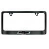 Chevrolet License Plate Frame with Wide Bottom Edge in Black Powder Coated Zinc with 3D Bowtie Chevrolet and Valve Caps from Baron & Baron®