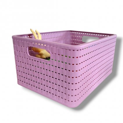 Plastový košík COUNTRY, rovný, růžový (18l - 37x29)