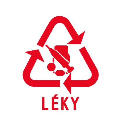 Nálepka/štítek na odpadkové koše, RECYKLACE - Léky 10x12cm
