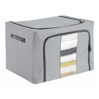 Textilní box pro uskladnění ložního prádla a oblečení, šedý LUFER 50x40x42
