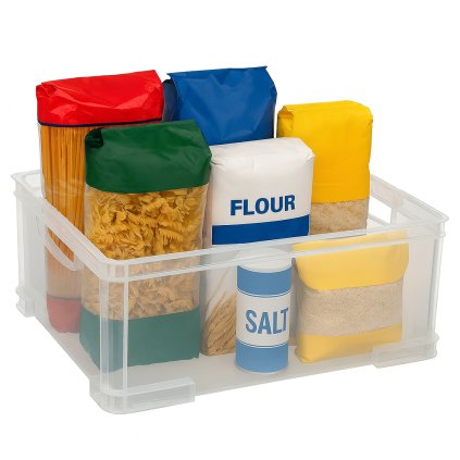 ložný box, rovná plastová bedýnka, stohovatelný AURORA - 44 x 35 x 16 (19L)