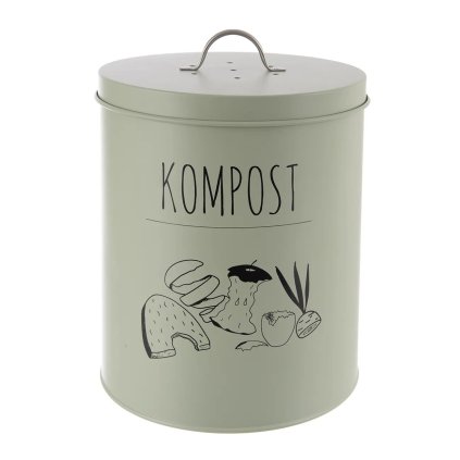 Plechová nádoba na kompost s filtrem, kompostér na bio odpad, GREENISH mátový