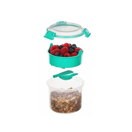 Krabička na jogurt a müsli, 2 komory+lžíce, SISTEMA, 530ml, mix barev