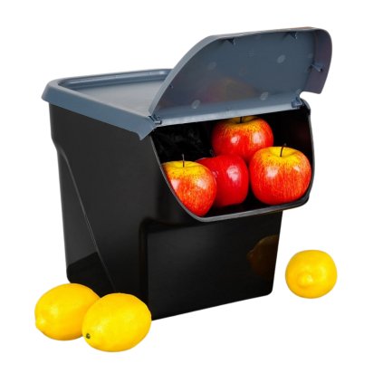 Úložný box na brambory a cibuli s větráním, VEGBOX šedý (14l - 10kg brambor)