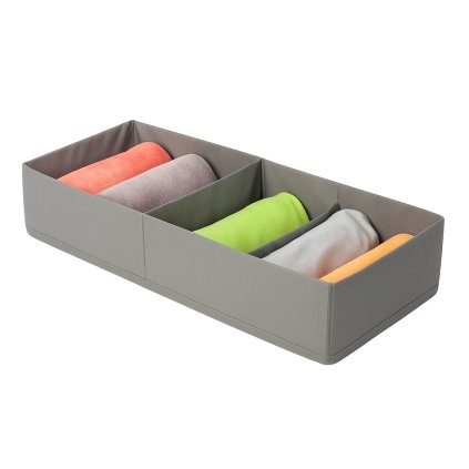 Organizér do šatny, 2 přihrádky, textilní šedý 51 x 20 x 10 cm (12)