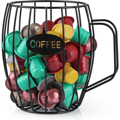 Organizér na kapsle na kávu, dekorativní kovový koš ve tvaru hrnku BIG COFFEE