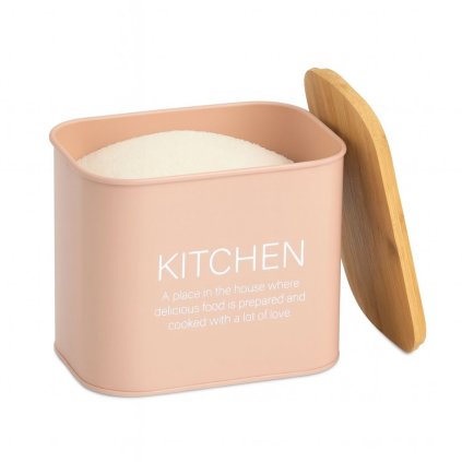 Plechová dóza s bambusovým víkem, mandlová KITCHEN ZELLER 2,3l - 17 x 12 x 16 cm