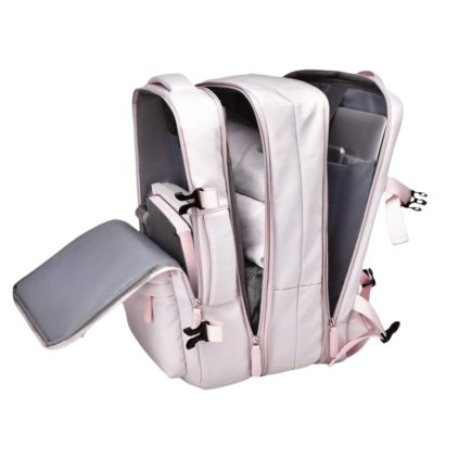 Cestovní batoh, příruční zavazadlo do letadla, vodotěsný s USB - béžový