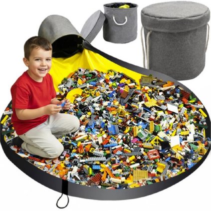 Hrací vak, podložka na hraní 2v1, podsedák, šedo-žlutý_1