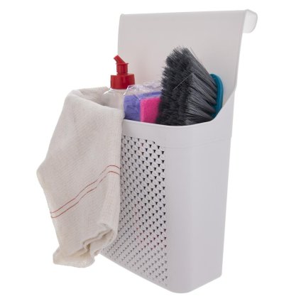 Závěsný košík, organizér na čistící prostředky a jiné, bílý, KRISTY