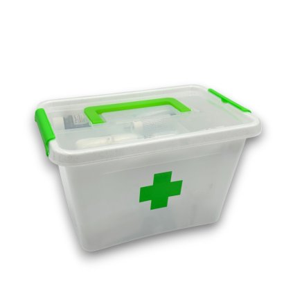 2. jakost - Lékárnička, úložný box na léky s vnořeným organizérem, 2v1, s madlem, antibakteriální, 6.5l