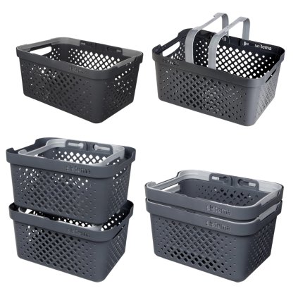 Multifunkční košík s uchy, stohovatelný, antracit 41 x 29 x 19 (18,5l)_1