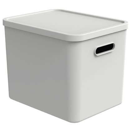 Úložný box, rovný s víkem, 27l, matně bílá ALBU LIGHT, 37x29x30_1