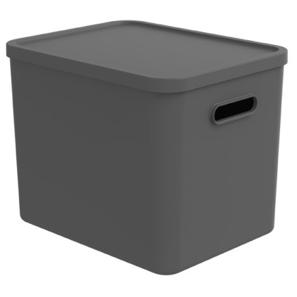 Úložný box, rovný s víkem, 27l, antracit ALBU LIGHT, 37x29x30_7