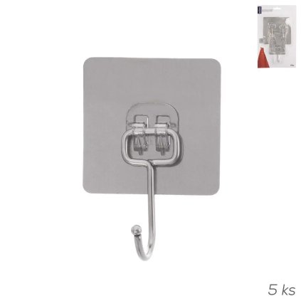 Háček nerez/UH nalepovací, sada 5 ks