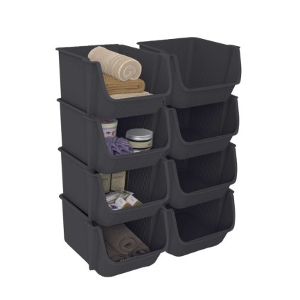 Sada 4 úložných boxů - FLY TOWER - černá