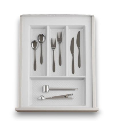 Příborník STRIPES 29 - 35 cm s hloubkou 42 - 49 cm, bílá