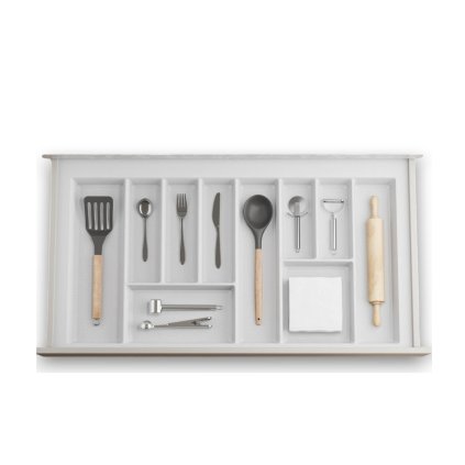 Příborník STRIPES 79 - 85 cm s hloubkou 42 - 49 cm, bílá