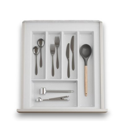 Příborník STRIPES 34 - 40 cm s hloubkou 42 - 49 cm, bílá