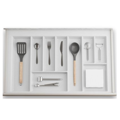 Příborník STRIPES 69 - 75 cm s hloubkou 42 - 49 cm, bílá