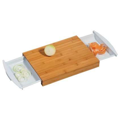 Krájecí deska, prkénko, bambusové, s 2 miskami, CUTT2 - bílá