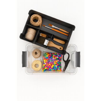 Organizér, úložný box 2v1, multifunkční, šedý STORMAX - 9l, 35 x 23 x 17 cm