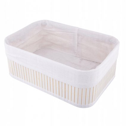 7572 1 ulozny kos latkovy potah bambus obdelnikovy prirodni bily 30x20x12 cm relax