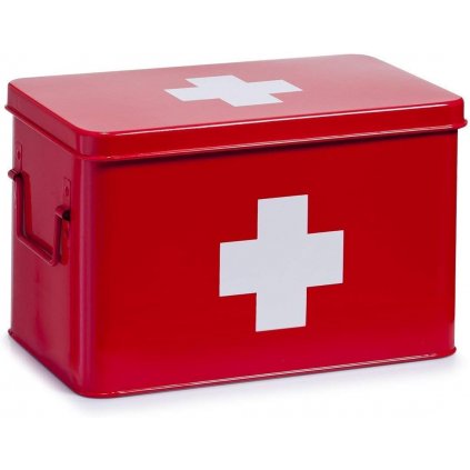 7746 9 lekarnicka cerveny kovovy box na leky a zdravotni pomucky 2v1 medicine m