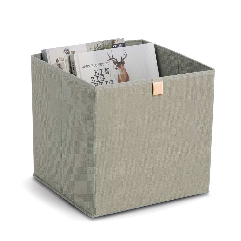 Levně Zeller Present Úložný box, kostka, do čtvercový knihoven WOVEN 32x32x32, khaki