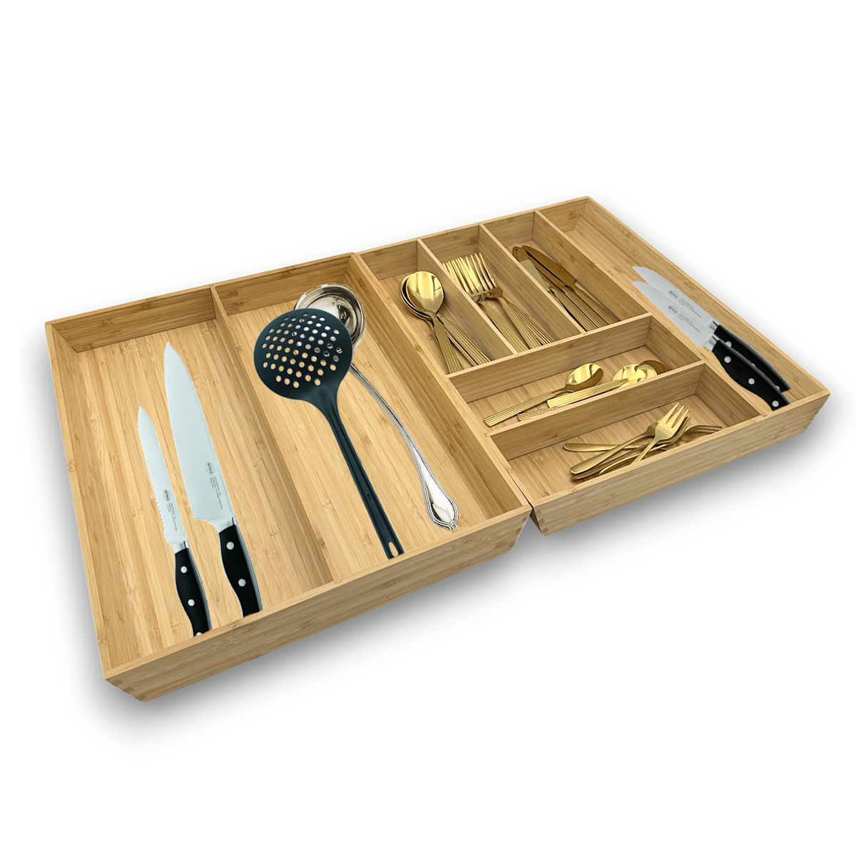 Kesper Organizér do šuplíku, příborník + na kuchyňské nářadí bambusový KESP 70 x 43 cm (SADA)