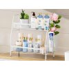 Dvoupatrová police, kovová s přídavným košíkem LOFT bílá, 36 x 17 x 32 cm (4)