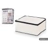 Textilní úložný box na uschování oblečení a ložního prádla, WHITE KIPIT, bílý (13)