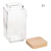 Skleněná bytelná dóza hranatá s dřevěným víkem, 2l KWADR