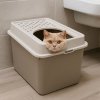 Kočičí toaleta, záchod pro kočky s horním vstupem, béžová BERTA