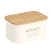 Plechová dóza s bambusovým víkem, bílá KITCHEN ZELLER 1,2l - 17 x 12 x9 cm
