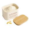 Plechová dóza s bambusovým víkem, bílá KITCHEN ZELLER 1,2l - 17 x 12 x 9 cm