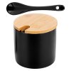 Keramická cukřenka s bambusovým víčkem a lžičkou, černá 250ml